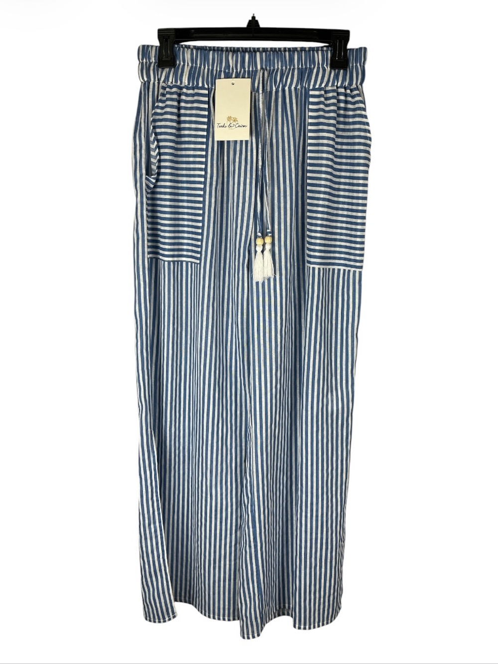 Turks & Caicos  Blue and White Striped Pull-On Wide Leg Pants